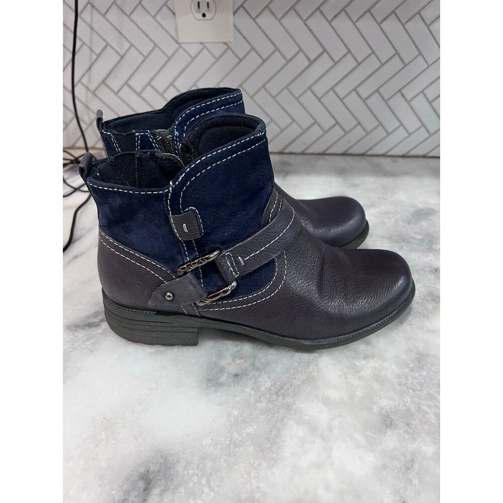 Earth Origins Paris Womens Blue Suede Zipper Ankle & Booties Boots SZ 9